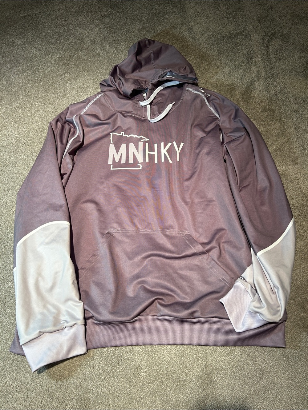 MNHKY Men's Hooded Pullover - Mauve with Light Gray Accents